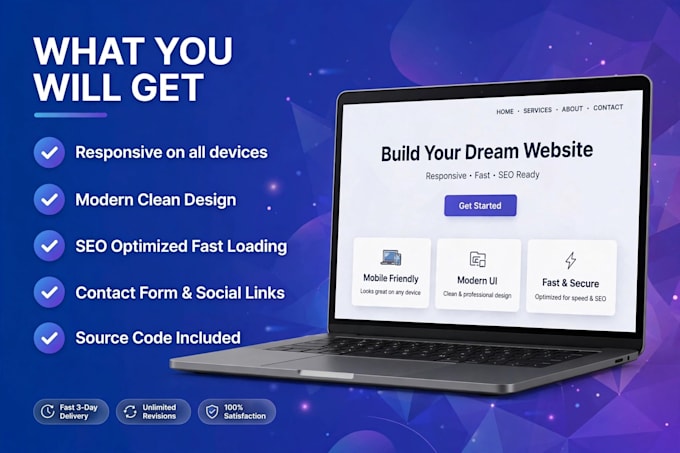 create a modern responsive website in html css javascript