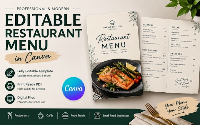 design canva menu restaurant menu editable menu template redesign