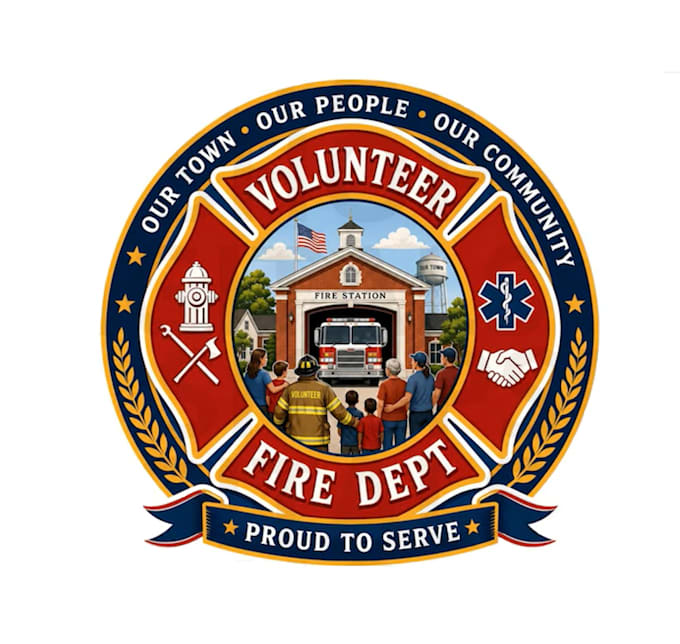 create an impressive firefighter logo in high definition