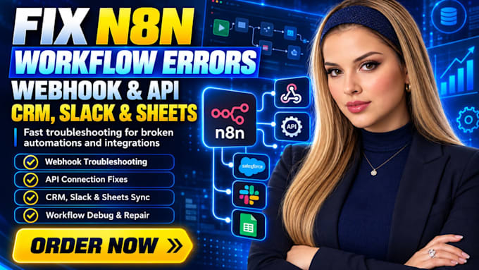 fix n8n workflow errors, webhook and API connections to CRM, slack and sheets