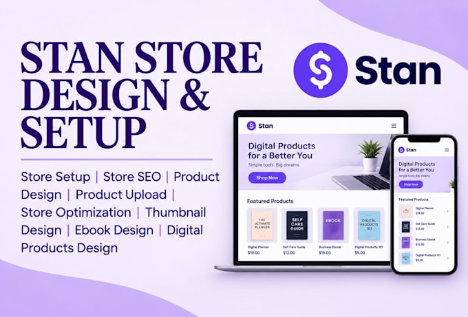 setup stan store marketing, setup, design, promotion, and email marketing