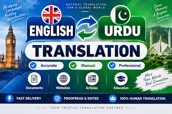 translate english urdu content and educational materials