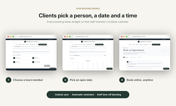 build a small business website with online booking and calendar sync