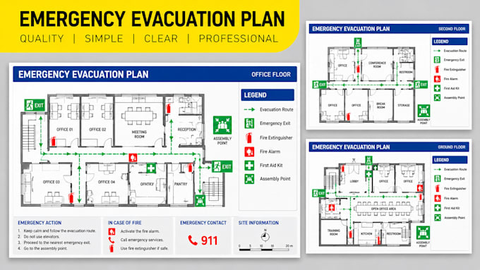 design fire evacuation plan update office evacuation map and autocad PDF