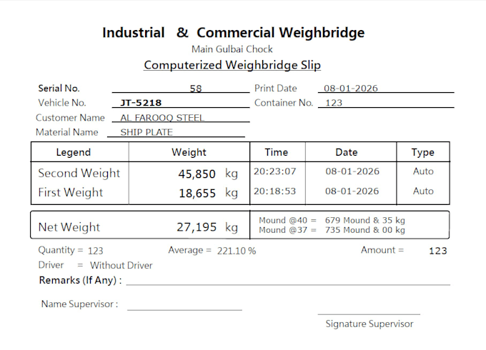 fix or create weighbridge software, reports and industrial database system