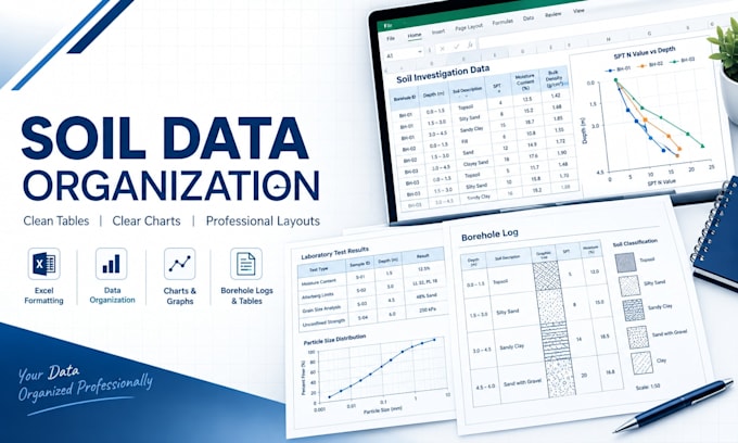 organize soil investigation data in excel tables and charts