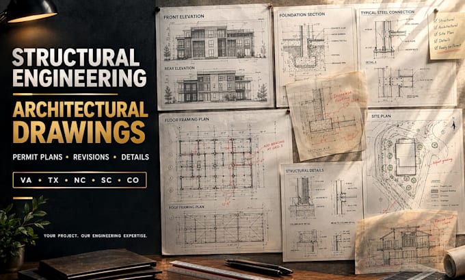 structural engineer architectural drawing sign virginia texas nc sc colorado