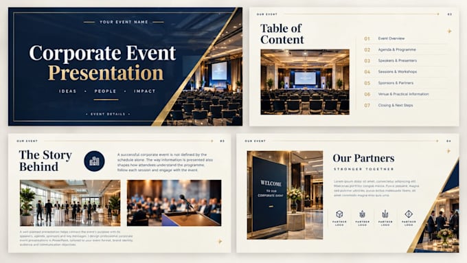 design a professional corporate event presentation