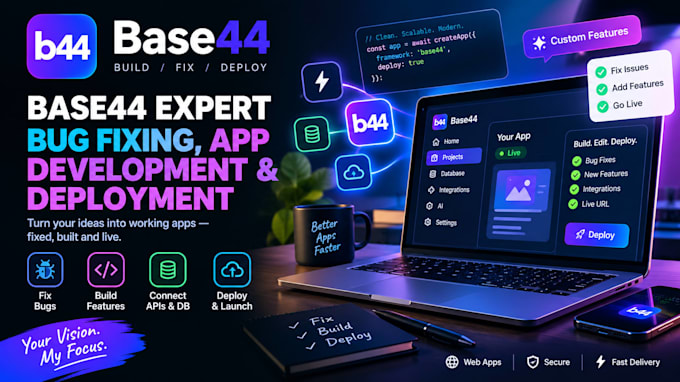 base44 expert base44 bug fixing app development and deployment