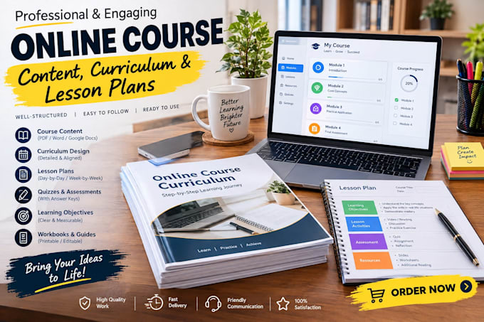 create online course content, curriculum and lesson plans