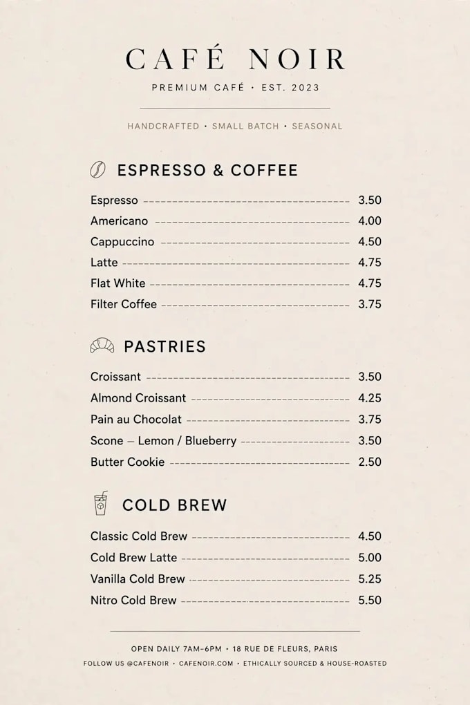 design luxury cafe restaurant menu flyer