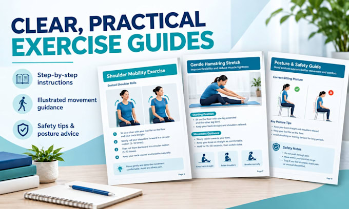 create physiotherapy ebook for pain relief and exercises