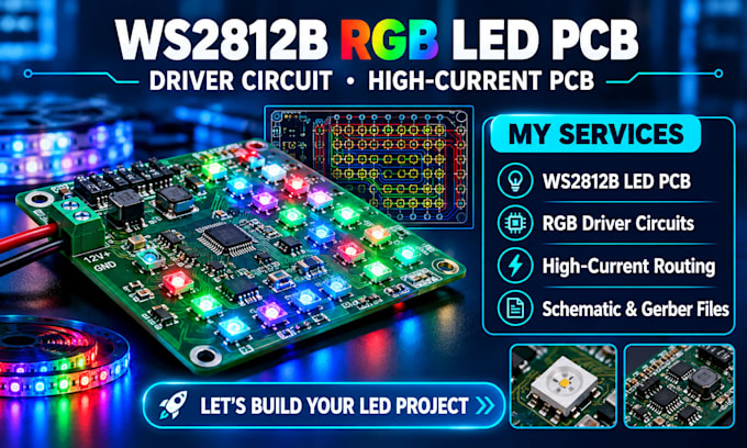 do ws2812 rgb led pcb design, driver circuit and high current pcb