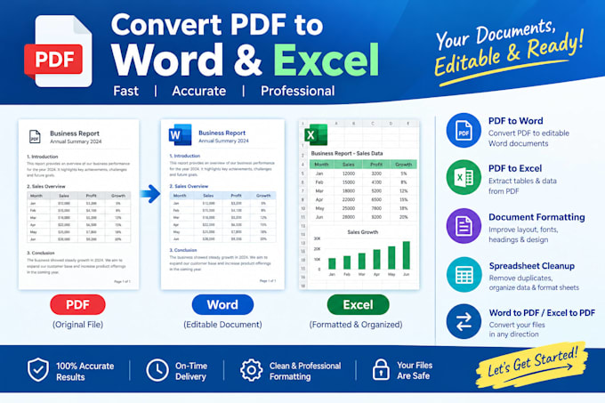 convert PDF to word excel and spreadsheets