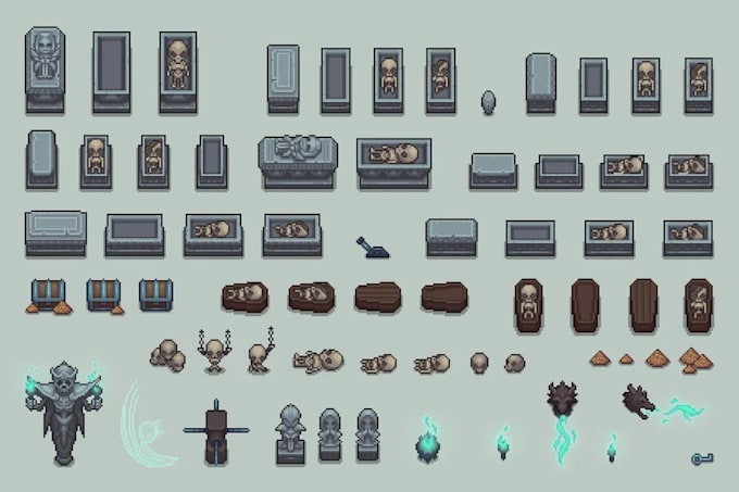 create 2d top down pixel art tileset, rpg maker tilemap sprite sheet game assets