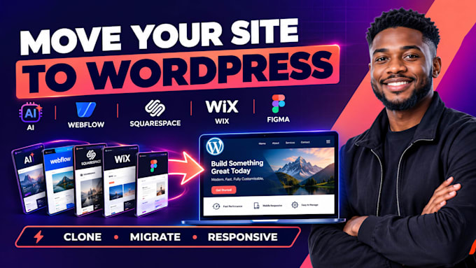 clone or migrate ai website webflow squarespace wix or figma to wordpress