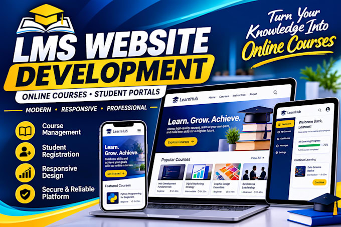 build an lms website, online course website, and e learning platform
