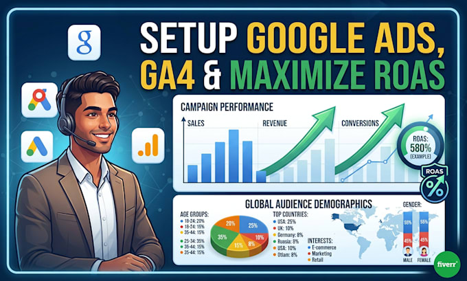 fix or setup ppc google ads, ga4 conversion tracking, and optimize for roas
