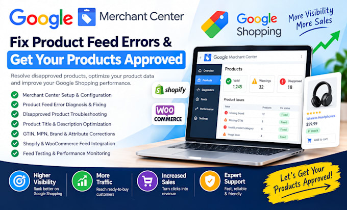 fix google merchant center product feed errors and disapproved products