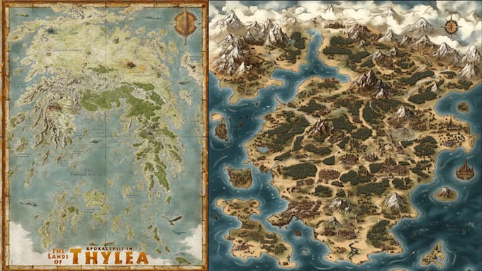 design custom fantasy map, world map for your book, game, or dnd campaign