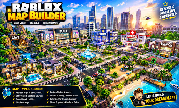 build custom roblox maps, building , roblox map building, models , city map