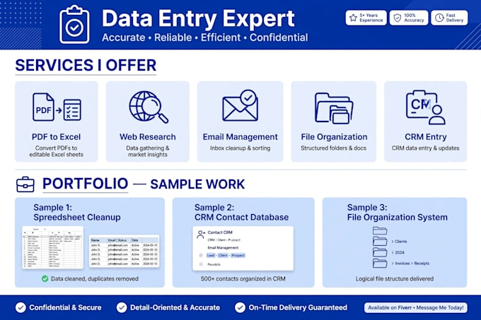 do data entry, typing,PDF conversation and virtual assistant