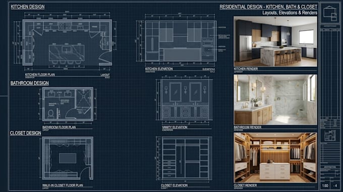 create 2020 design kitchen, bath and closet layouts, elevations, renders