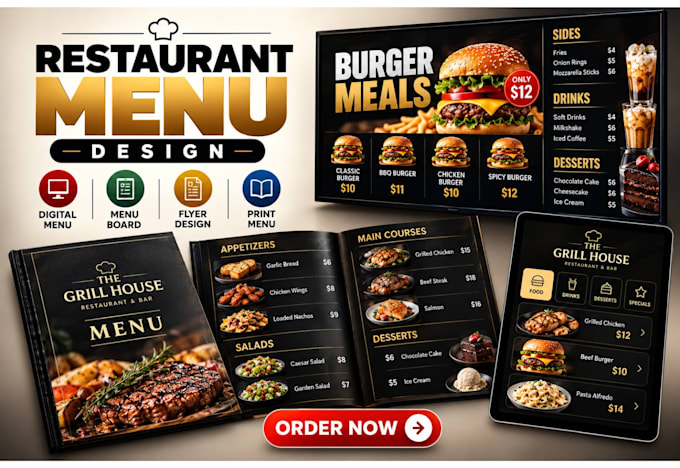 design restaurant menu, digital menu, digital menu board, menu design, flyer