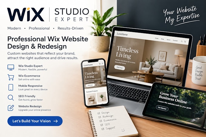 design wix studio expert redesign wix ecommerce  gdpr complaint wix seo setup