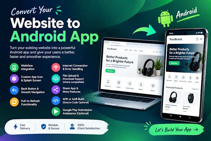 convert your website to an android app or ios mobile app with webview