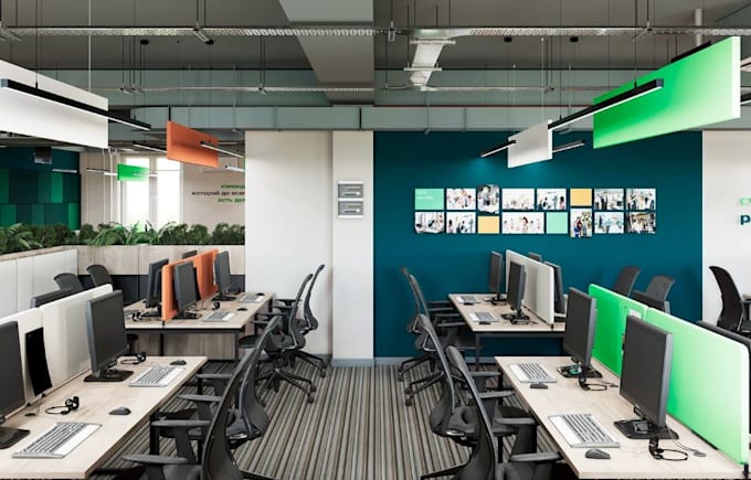 do 3d office interior design and create photo realistic rendering