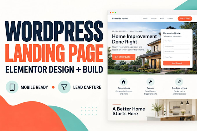 design a wordpress landing page in elementor for lead generation