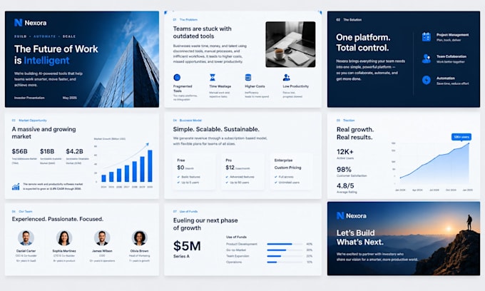 design startup pitch deck, investor presentation, fundraising powerpoint slides