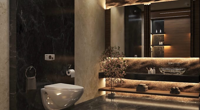 modern bathroom interior design with realistic 3d renders