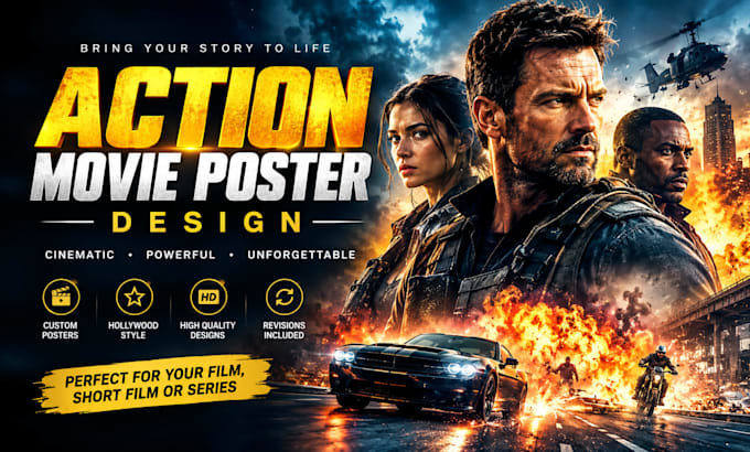 design a professional action movie poster