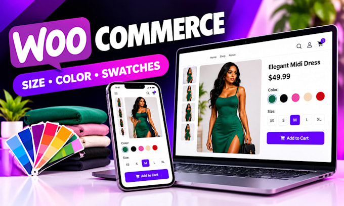 setup woocommerce product variations with size and color swatches, woocommerce