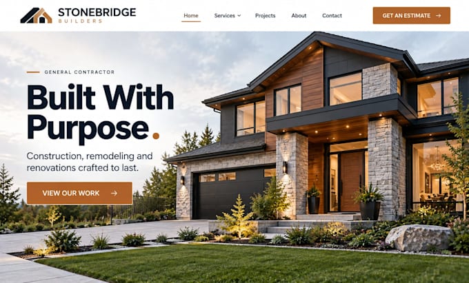 wordpress construction website remodeling general contractor portfolio website
