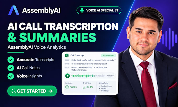 build assemblyai call transcription ai call summary call note voice analytics
