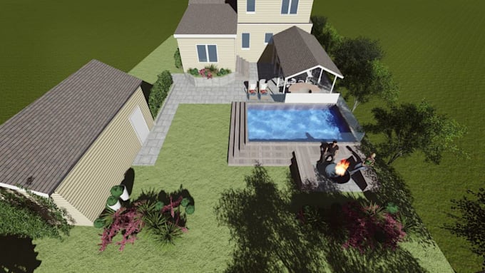 do 3d landscape design, backyard design, garden design and landscape rendering