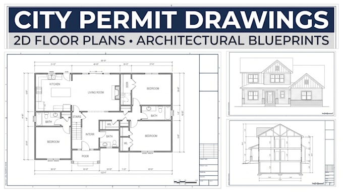 draw city permit drawings, 2d floor plans, architectural drawing and blueprints