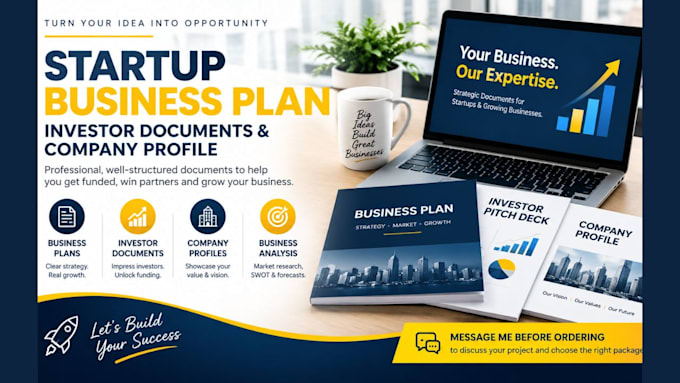 write startup business plan, investor documents and company profile
