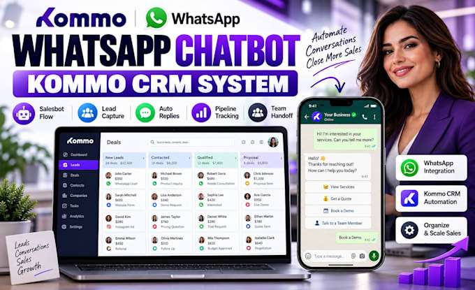 setup kommo crm whatsapp automation chatbot sales pipeline setup