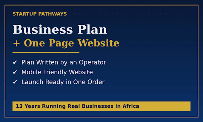 create a business plan and a one page website for your startup