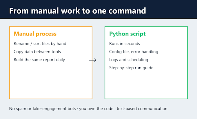 create a python automation script or bot to automate your tasks