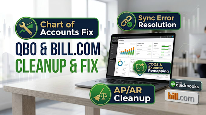 fix quickbooks online bill com sync errors and chart of accounts