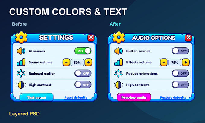 design custom roblox UI menus, buttons and icons