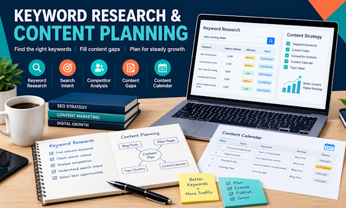 create an SEO content strategy, keyword research and content calendar
