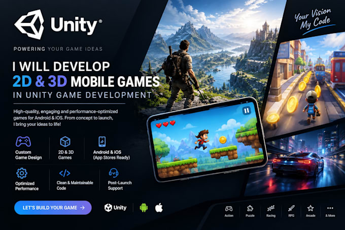 develop 2d 3d mobile game in unity game development
