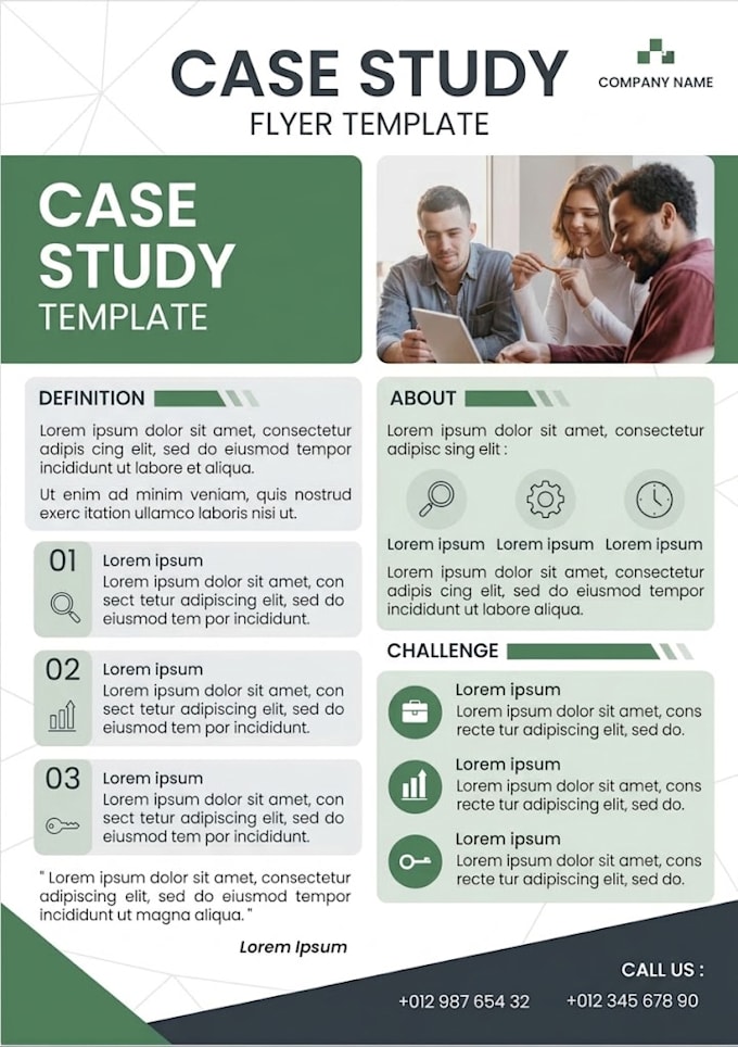 design educational flyer, case study, and academic poster