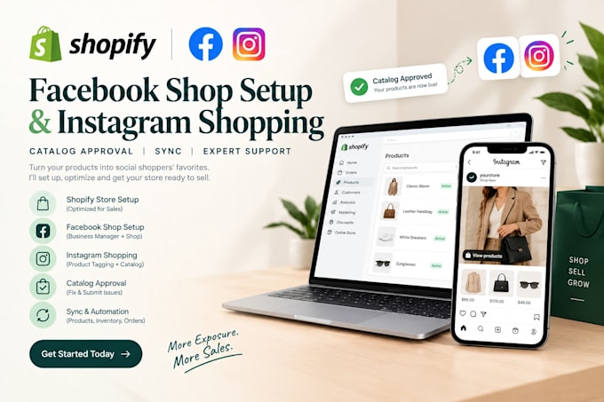 shopify facebook shop setup expert instagram shopping catalog approval sync